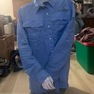 Habit blue checkered fishing shirt